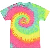 Colortone 100% Cotton Pigment Tie Dye T-Shirt for Women and Men, Medium, Minty Rainbow