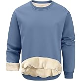 Gihuo Mens Fleece Crewneck Sweatshirts Sherpa Lined Pullover Winter Warm Shirt