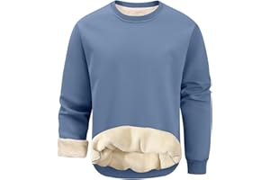 Gihuo Men's Warm Crewneck Sherpa Lined Fleece Sweatshirt Pullover Tops