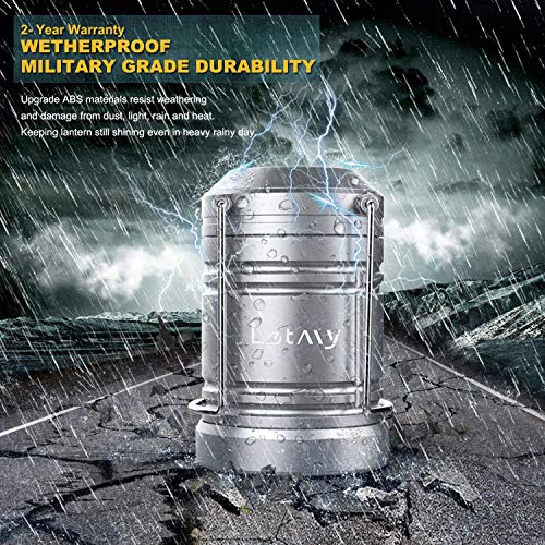 4 Pack LED Camping Lantern Flashlight with 12 AA Batteries - Magnetic Base - New COB LED Technology Emits 500Lumen - Collapsible, Waterproof, Shockproof Camping Light with Detachable Handles by LETMY