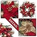 Valery Madelyn Pre-Lit Christmas Wreath for Front Door with Lights, 24 Inch Large Lighted Christmas Wreath with Red Gold Xmas Ball Ribbon for Fireplace Window Outdoor Table Centerpiece Decoration