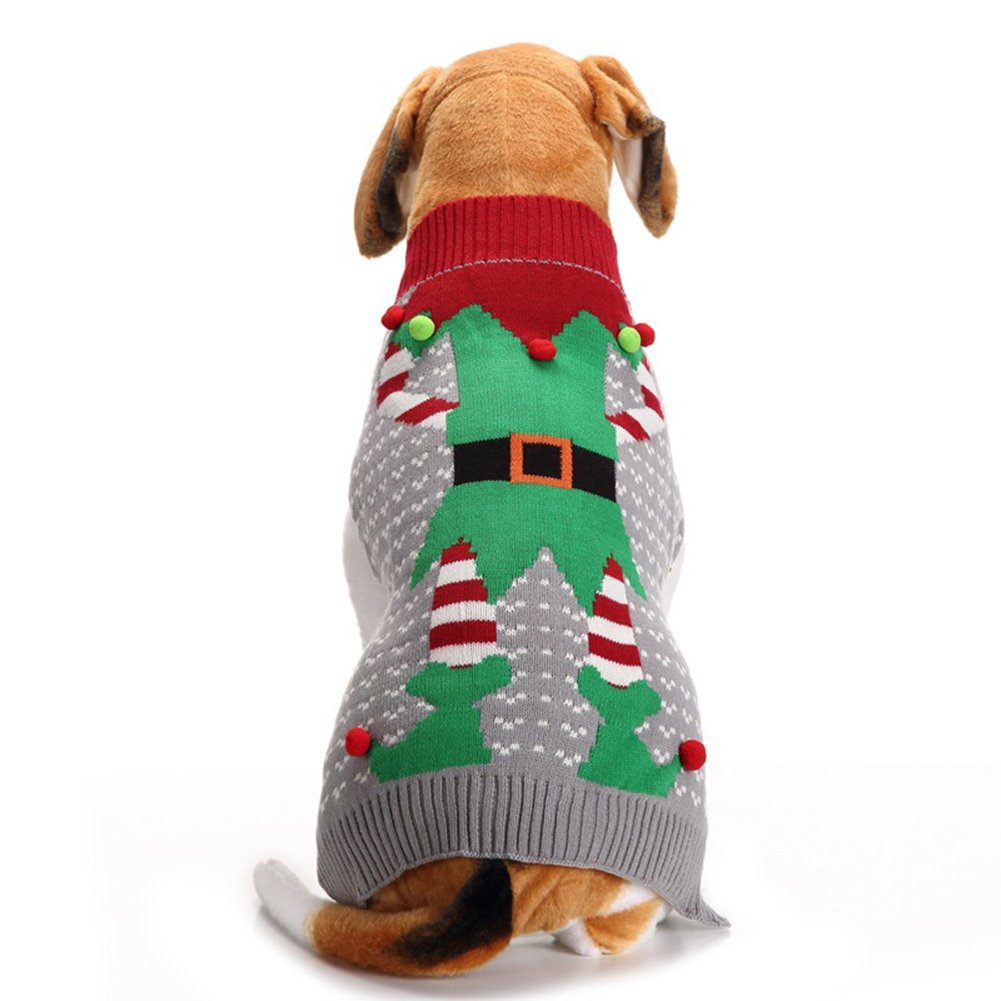NACOCO Christmas Dog Sweater Ugly Elf Pet Jumper Clown Holiday and Party for Dog and Cat (Clown,XXL)