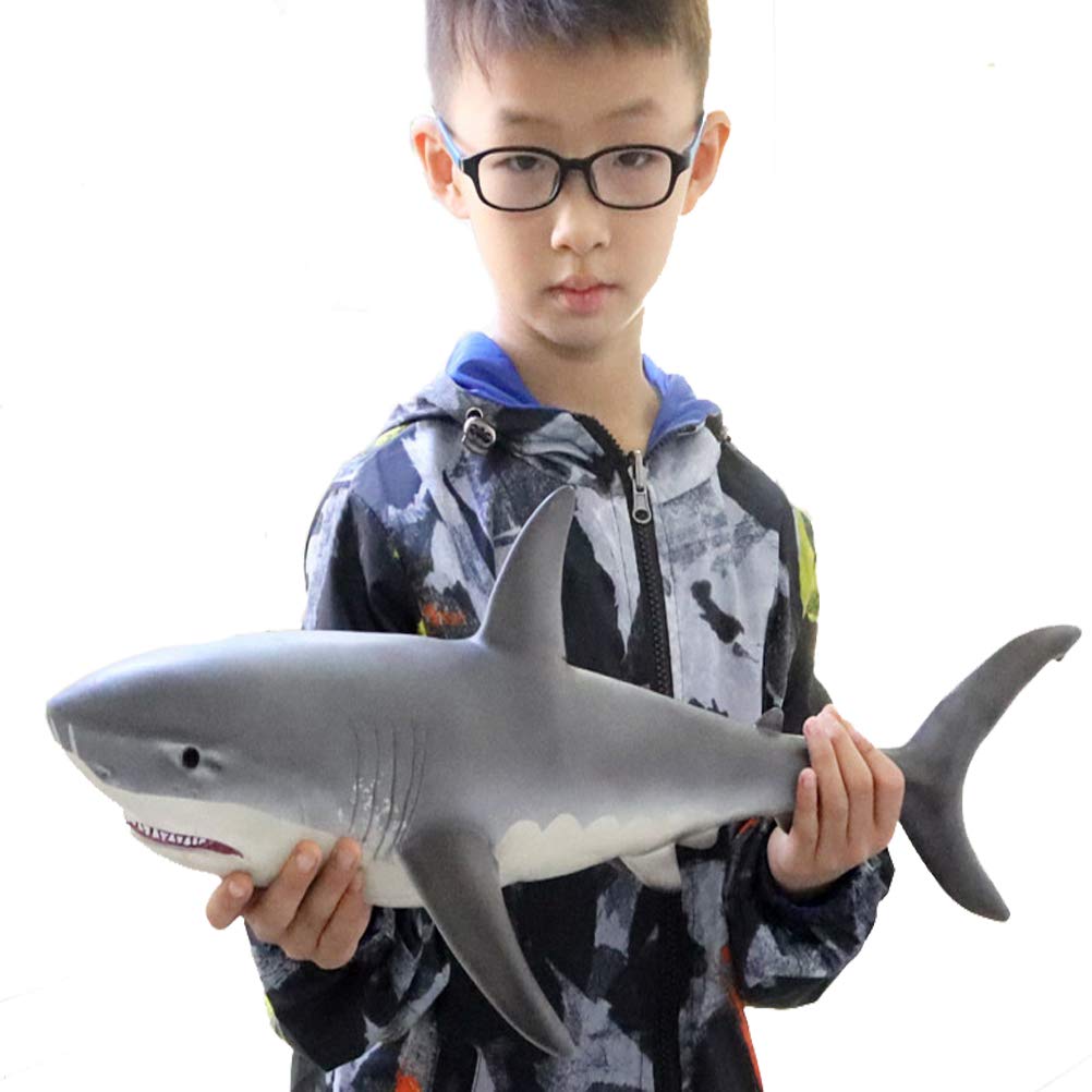 JOKFEICE Gaint Shark Toy Figures - Realistic Animals Action Figures - Ocean Huge White Shark Playset Educational Learning Toys for kids Party Suppliers (Filled Cotton)