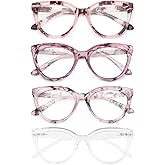 REAVEE 3 Pack Oversized Cat Eye Reading Glasses for Women men Thick Frame, Blue Light Blocking Readers Stylish Large Eyewear