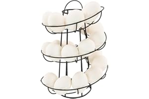 Elegant Spiral Egg Holder Countertop Metal Chicken Egg Holder Space Saving Kitchen Organizer with Handle for Fresh Eggs