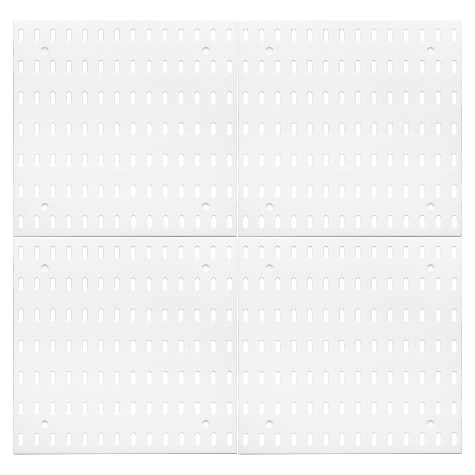 Uxcell 4Pcs Plastic Pegboards Wall Panels, Peg Boards Wall Organizer for Workbench, White Pegboard for Garage Kitchen Living Room Bathroom Office, White