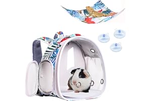 WEVONIGU Guinea Pig Carrier,Guinea Pig Carrier for 2,Reptile Travel Carrier for Lizards Sugar Glider Hedgehog Rat Parrot Birds (Floral-YLR Floral, Backpack+Triangle HMK)