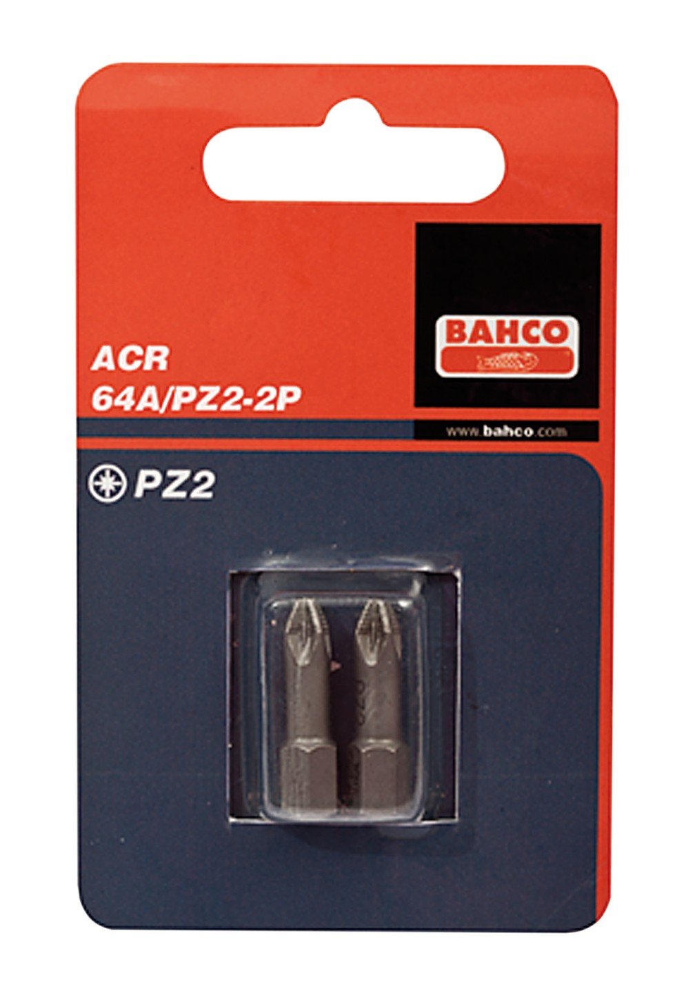 Bahco 64A/PZ1-2P Pz1 ACR Bit for Pozidriv Head Screws, Multi-Colour, 25 mm, 2-Piece