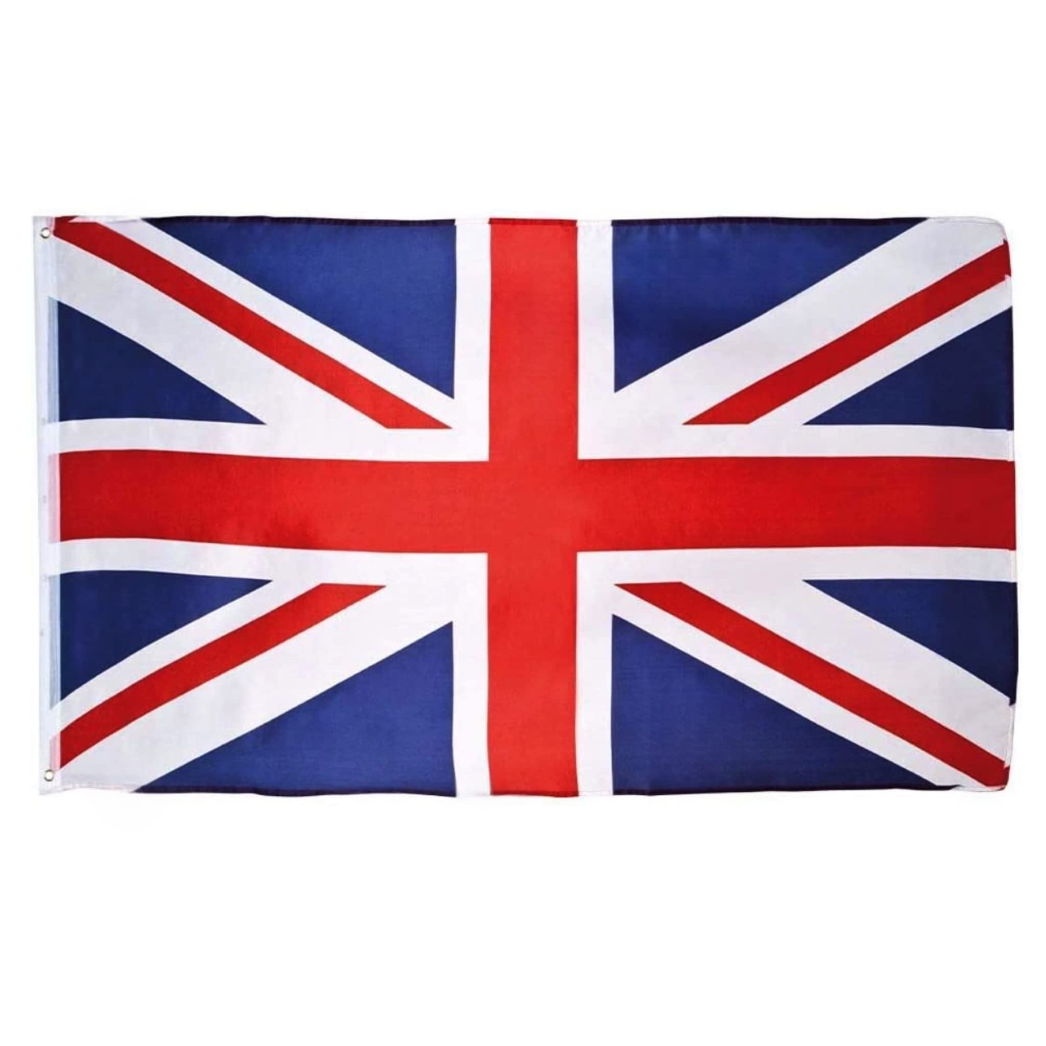 eBoutik - Large Hanging Union Jack Flag - UK British Red, White & Blue Indoor & Outdoor -Double-Sided Premium Polyester with Metal Eyelets Easy To Hang Celebrations & Patriotic Display