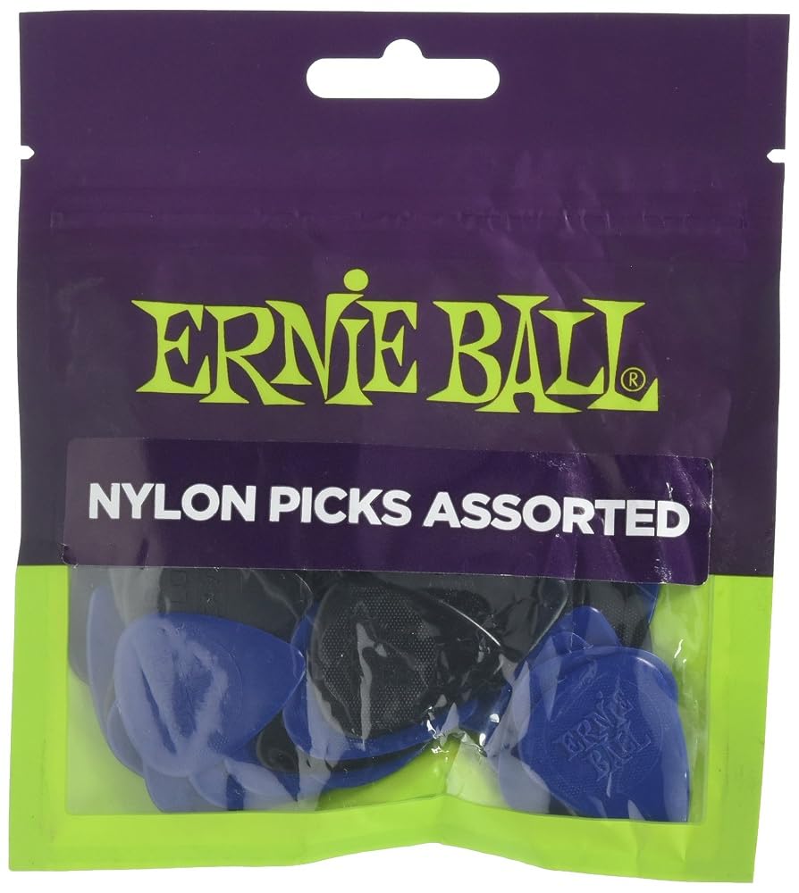 Ernie Ball Mixed Thickness Nylon Picks (Medium, Heavy) bag of 50