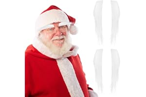 PRETYZOOM 2Pcs Self-Adhesive Santa Claus Eyebrows, White Plush Fake Eyebrows for Christmas Party Cosplay and Holiday Costume Props