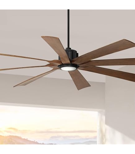 Possini Euro Design 60\" Defender Modern Large Indoor Outdoor Ceiling Fan With Led Light Remote Control Matte Black Damp Rated For Patio Exterior House
