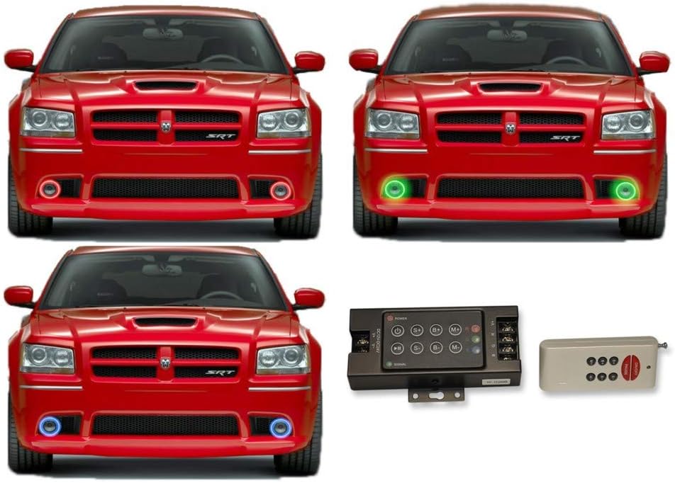 Amazon Com Flashtech For Dodge Magnum 05 08 V 3 Fusion Color Change Rgb Multi Color Led Halo Ring Fog Light Kit With Rf Remote Automotive