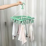 alladaga 32 Clip Clothes Drying Hanger Drip Foldable Rack Light Green view 7