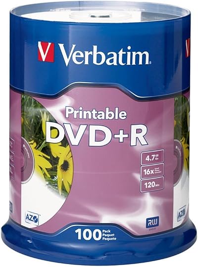 Verbatim DVD+R 4.7GB 16X White Inkjet Printable Disc Spindle - 100 Pack