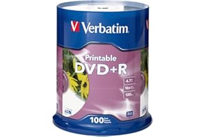 Verbatim DVD+R 4.7GB 16X White Inkjet Printable - 100pk Spindle