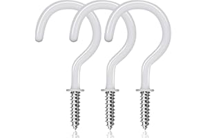 JEGONFRI 30 Pack Ceiling Hooks, 2 Inch Vinyl Coated Screw-in Hooks Hanging Plants & Flower Baskets, Multi-Function Wall Hooks Garage Hooks Cup Hooks for Indoors Outdoors - White