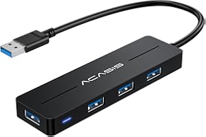 USB 3.0 Hub, ACASIS 4-Port USB Hub 3.0, USB Splitter for Laptop, Keyborad, Mouse, Printer, Flash Drive, HDD, Xbox, Ultra-Slim Data USB Expander for MacBook, Surface Pro, XPS, Dell, Asus, HP