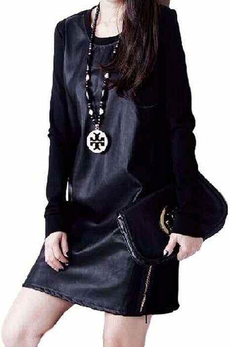 Amazon ジョイカン クラブ Joykan Club レディース フェイクレザー サイドファスナー ミニ ワンピース チュニック 丈 L ワンピース チュニック 通販