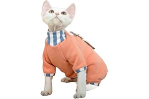 IUOUTG Sphynx Cat Clothes Soft Winter Plush Fleece Coat with Four Legs for Hairless Cat Cute Warm Kitten Onesie Clothes for D