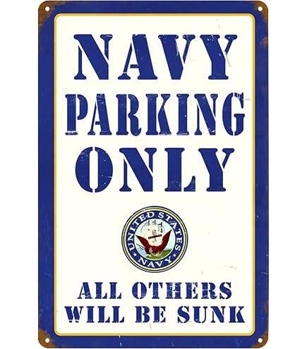 Targa Decorativa In Metallo Vintage US Navy Sailors Parking Only, 30,5 X 20,3 Cm, Per Garage, Bar E Tavernette