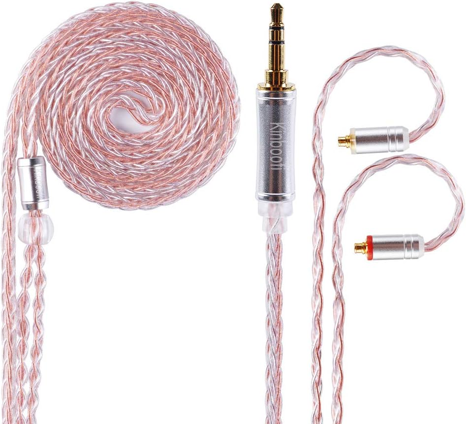 Upgrade 8 Core Silver Plated OFC MMCX Earphone Cable, Detachable Replacement Cable with 3.5mm Standard Jack for TIN T2 and T2 Pro T3 (MMCX, 3.5mm Plug)
