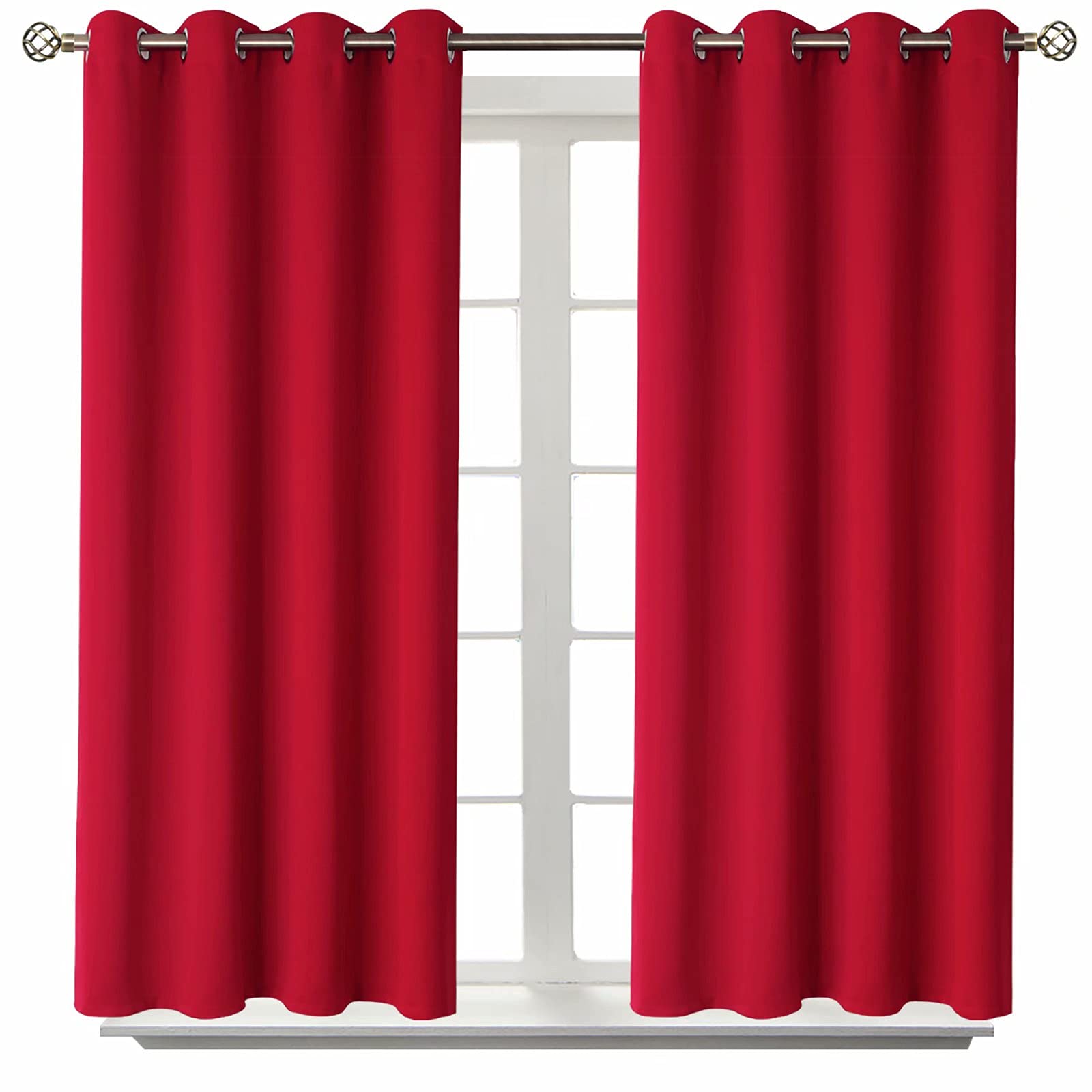 BGment Room Darkening Curtains 54 Inches Long - Grommet Thermal Insulated Drapes Window Treatment Curtains for Bedroom, 2 Panels, 52 x 54 Inch, Red