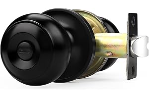 Probrico Matte Black Privacy Door Knob Bed/Bath Lock Flat Ball Keyless Interior Door Knob, 1 Pack