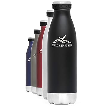 FALCKENSTEIN Edelstahl Trinkflasche 500ml Kohlensäure geeignet, auslaufsicher, spülmaschinengeeignet BPA frei