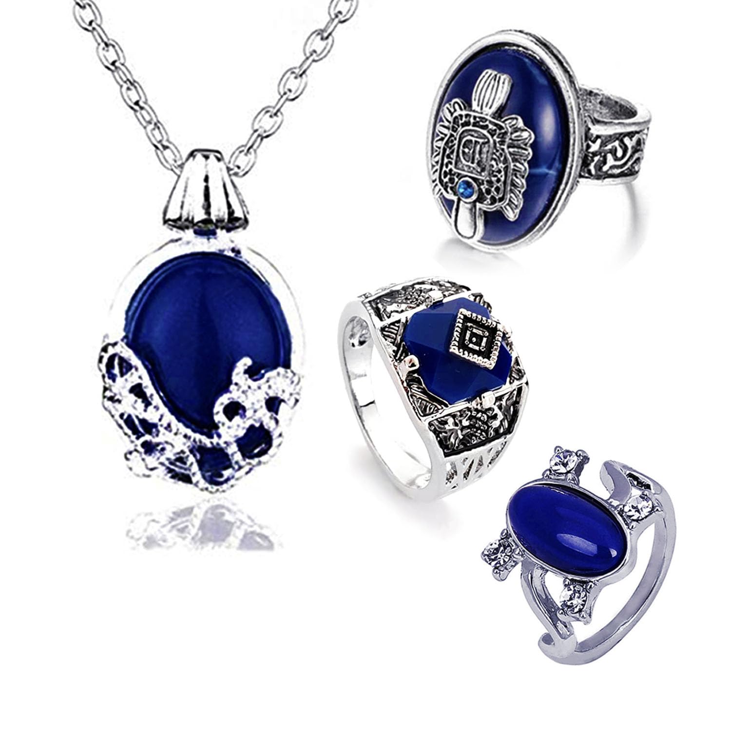 HJYZY Cosplay Vampire Jewelry Elena Daylight Walking Signet Damon's Ring Katherine Necklace Set with Sticker Total 14 pcs