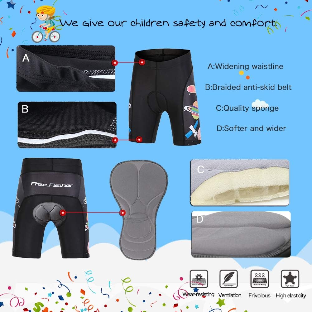 LSERVER Kids Cycling Cartoon Jersey Set (Jersey Short Sleeve + 3D Padded Shorts) for Girls Boys: Clothing