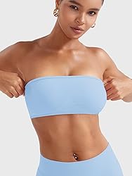 YEOREO Women Strapless Bandeau Sports Bra Padded