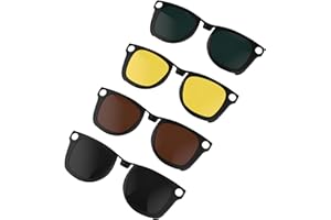 RCSTYLE HiBloks 4Pcs Polarized Clip Compatible with Ray-Ban Meta Wayfarer & Gen 2 (RW4006/RW4012 Regular), Discoloration Clip for Rayban Meta Gen 2 Accessories (Dark Green, Night Vision Yellow, Black, Brown)