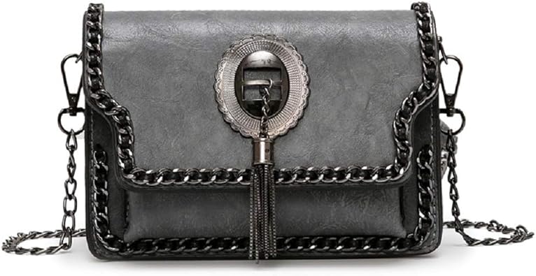 Mishuo Sac A Main Bandouliere Cuir Femme Avec Chaine Petit Sacs Besace Rigide Pompons Tendance Original Vintage Chic Ado Fillette Etudiante Automne Hiver Gris Amazon Fr Chaussures Et Sacs