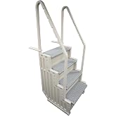 Confer Plastics Step-1X: Sturdy Above Ground Entry System with Dual Handrails and Slip-Resistant Steps, Easy Installation, Supports up to 400 lbs - Proudly Made in USA. Warm Grey with Grey Treads
