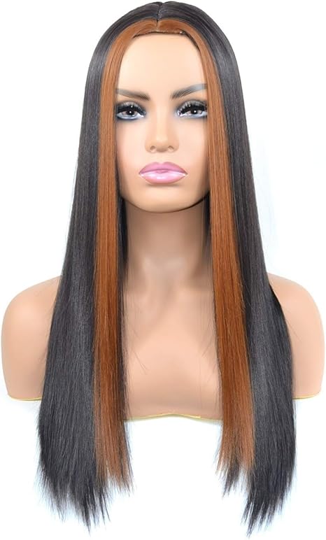 Amazon Co Jp 人間の髪の毛のかつら 髪の純レッドの長いストレートの髪のかつら真ん中の部分の漂白と染め薄茶色の長いシルキーストレートヘアウィッグの日常パーティーの使用 最高のかつら ホーム キッチン