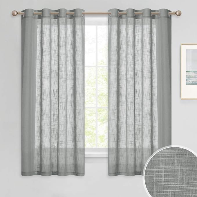 PONY DANCE Cortinas Translucidas Dormitorio Visillos Gris Oscuro