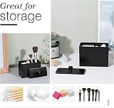 Luxspire Cotton Bud Holder Resin Two Compartments Matte Black view 3