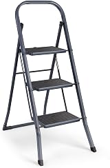 VonHaus 3 Step Ladder – Premium Folding Step Stool 150kg Steel Anti Slip