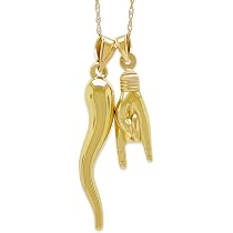Amazon.com: Gold Italian Horn with Hand Sign Pendant - 10 Karat ...