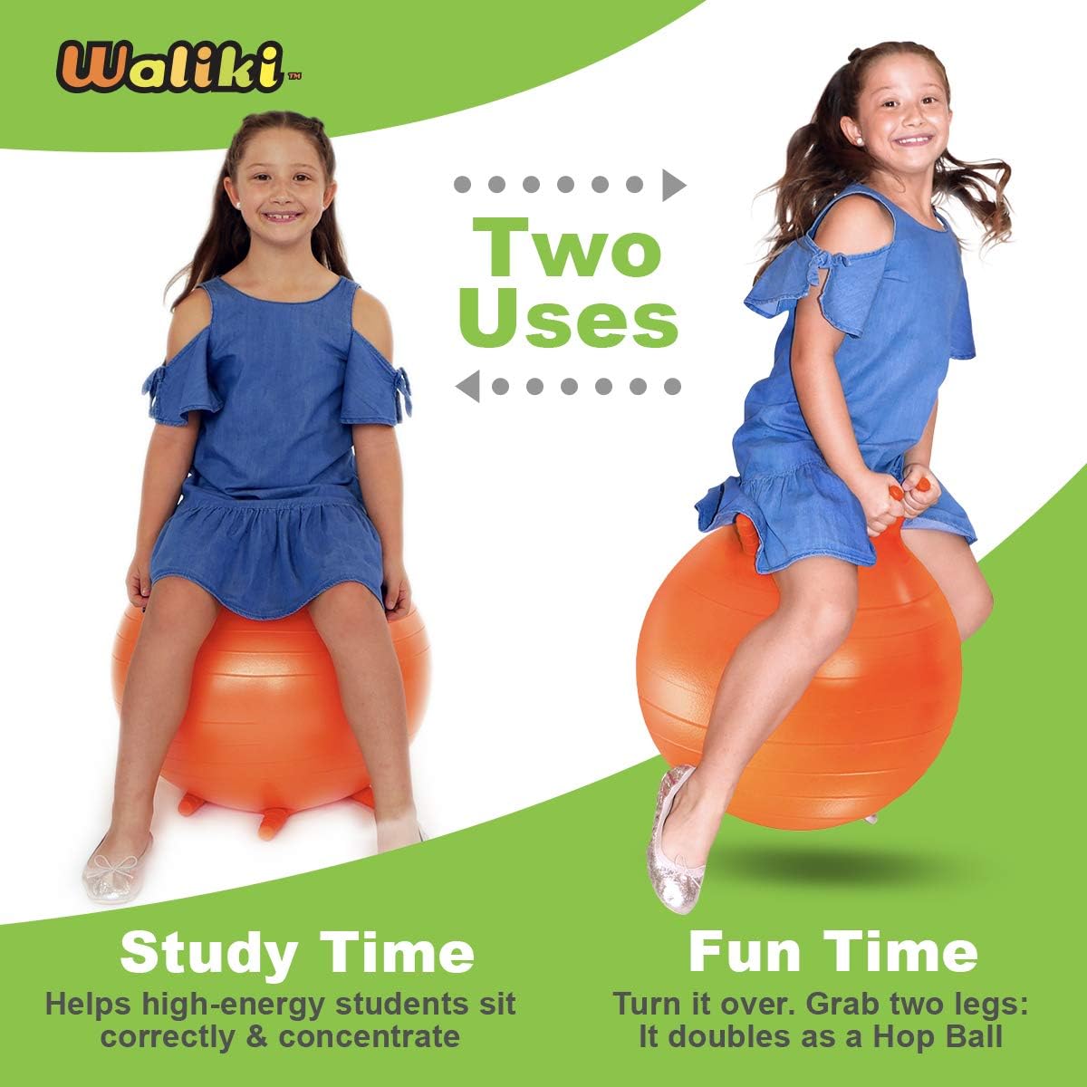 WALIKI Chair Ball Seat with Stability Legs for Kids | Flexible Classroom Seating | 20"/50CM Orange: Sports & Outdoors