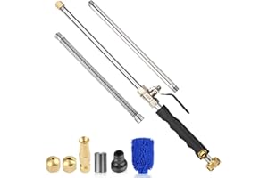 Yiliaw High Pressure Power Washer Wand With 3 Sprayer Nozzle, 38 Inch Garden Hose Nozzle Sprayer Flexible Watering Wand for Gutter Patio Car Pet Plants Window Cleaning Tool (Black)