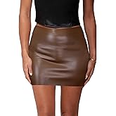 VividMosaic Women's Y2K Black Leather Mini Skirt High Waisted Side Zipper Stretchy Faux PU Bodycon Short Skirts