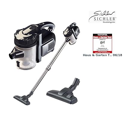Sichler Haushaltsgeräte Akku Handstaubsauger: 2in1-Akku-Zyklon-Staubsauger, Aufsatz-Bürste & Aluminium-Rohr, 25,2 V (Aku Stau