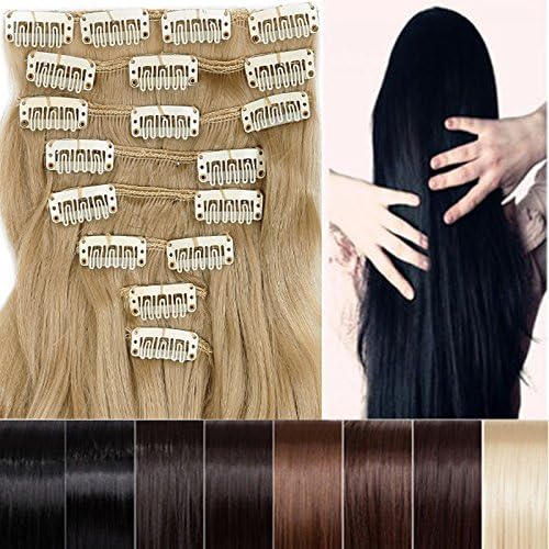 Pymega(TM) Women Long 23inch Straight Clip In On Full Head Hair Extension 8PCS 18 CLIPS ANY COLORS