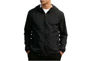 Men's UPF 50+ Hooded Jacket Windbreaker Hiking Jackets Lightweight Breathable Running Cycling Coats with Zip Pocket