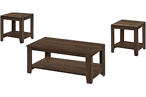 Monarch Specialties I 7882P Table Set, 3pcs Set, Coffee, End, Side, Accent, Living Room, Laminate, Walnut, Transitional