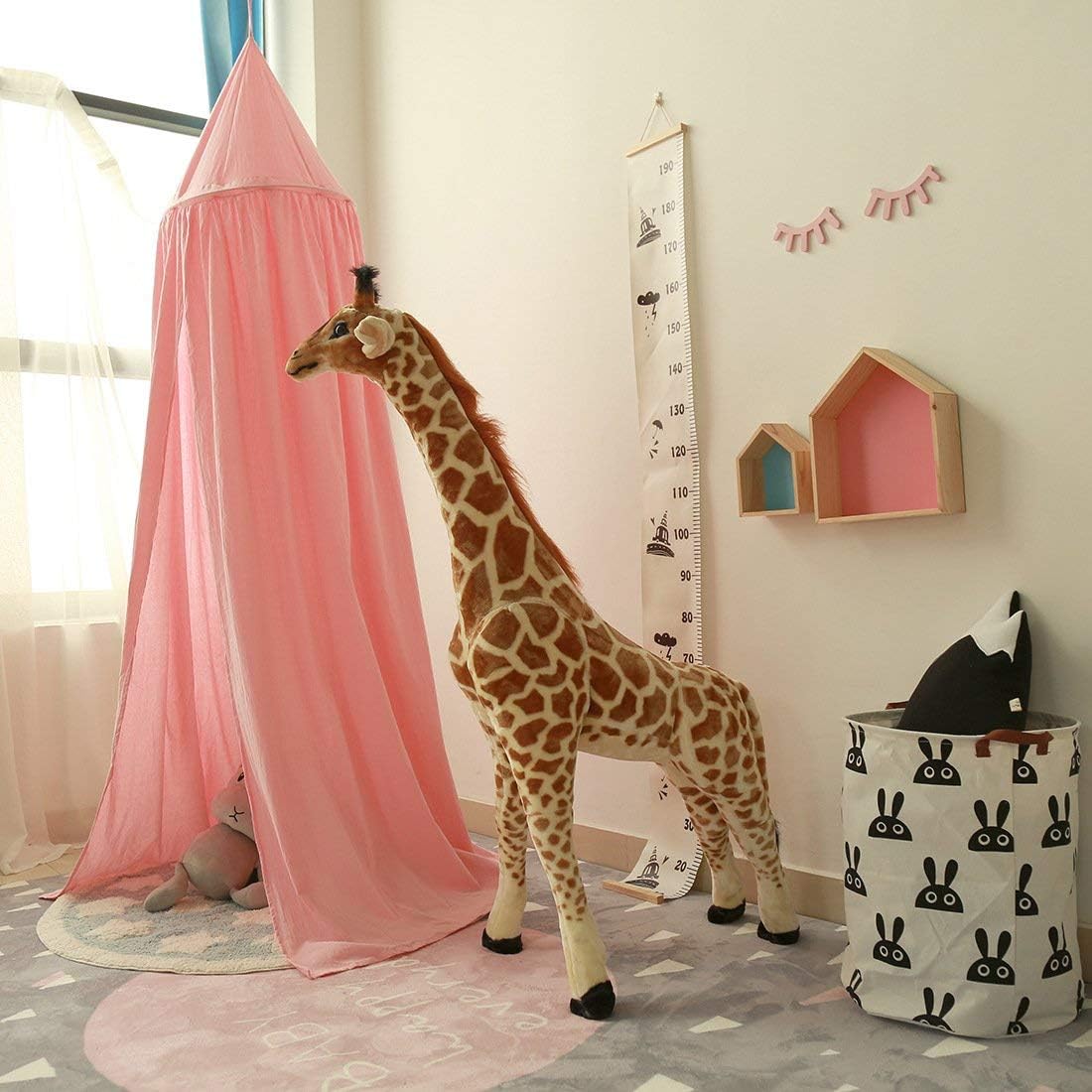 Bed Canopy Round Dome,Cotton Bed Canopy,Cotton Mosquito Net,Bed Canopy for Kid‘s Reading Room,Bedroom Decoration (Pink)