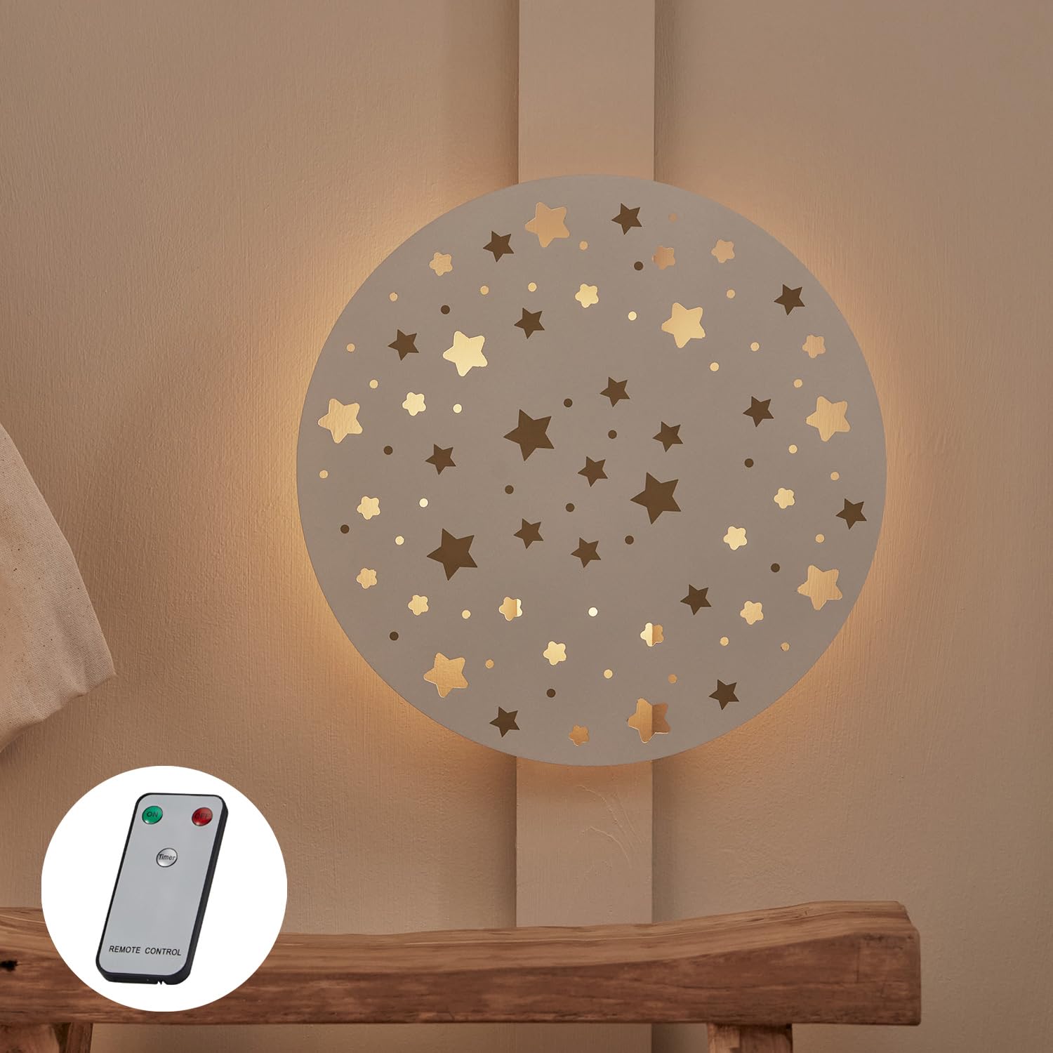 Lights4fun Rechargeable Backlit LED Starry Night Sky Wall Light Children’s Bedroom Nursery Decoration with Remote Control & Timer IP20 Rated Indoor Use