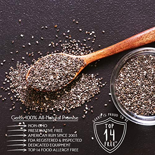 GERBS Raw Black Chia Seeds, 14 ounce Bag, Top 14 Food Allergy Free, Non